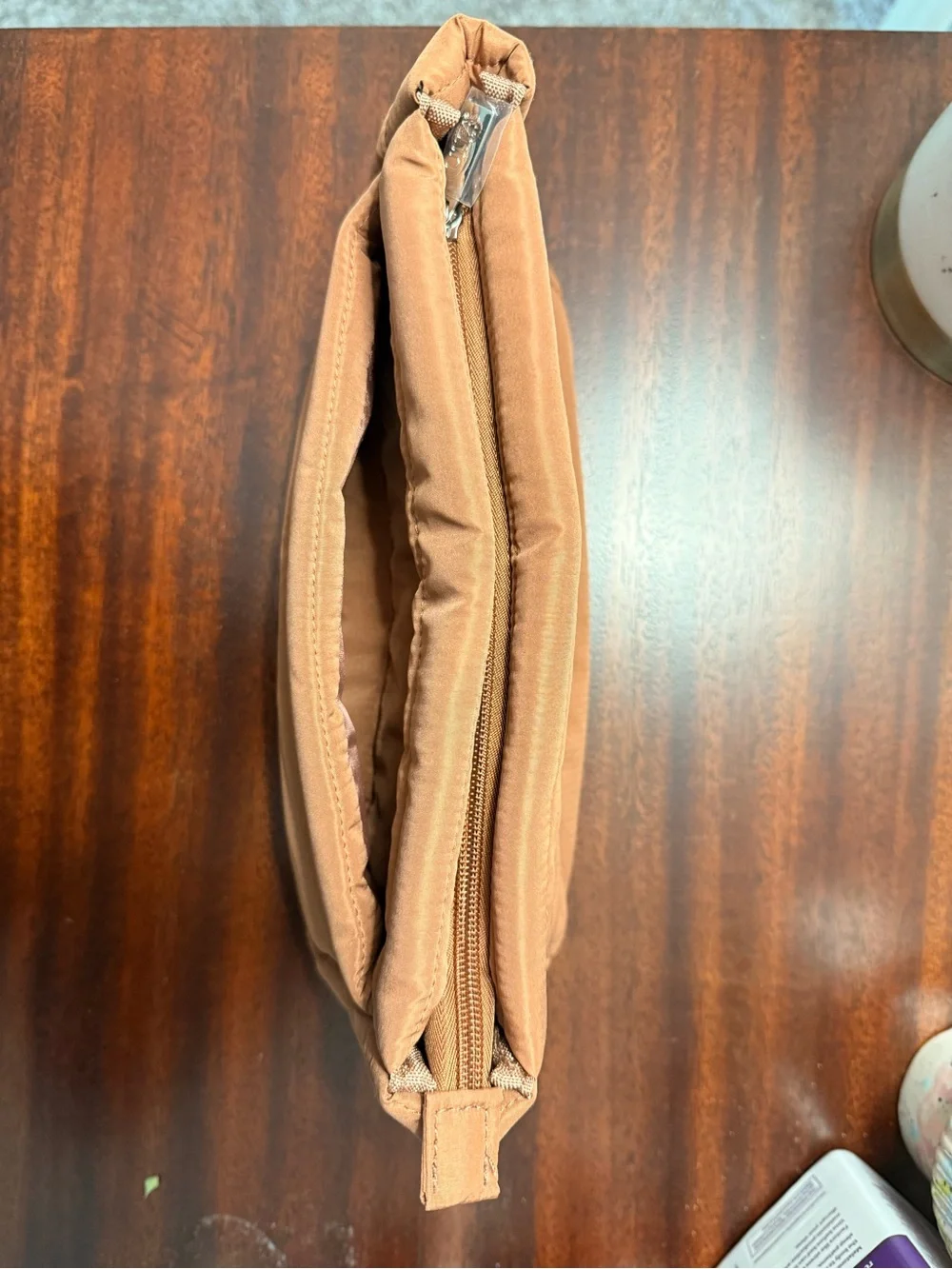 Ulta Beauty Quilted Cosmetic Pouch in Light Brown